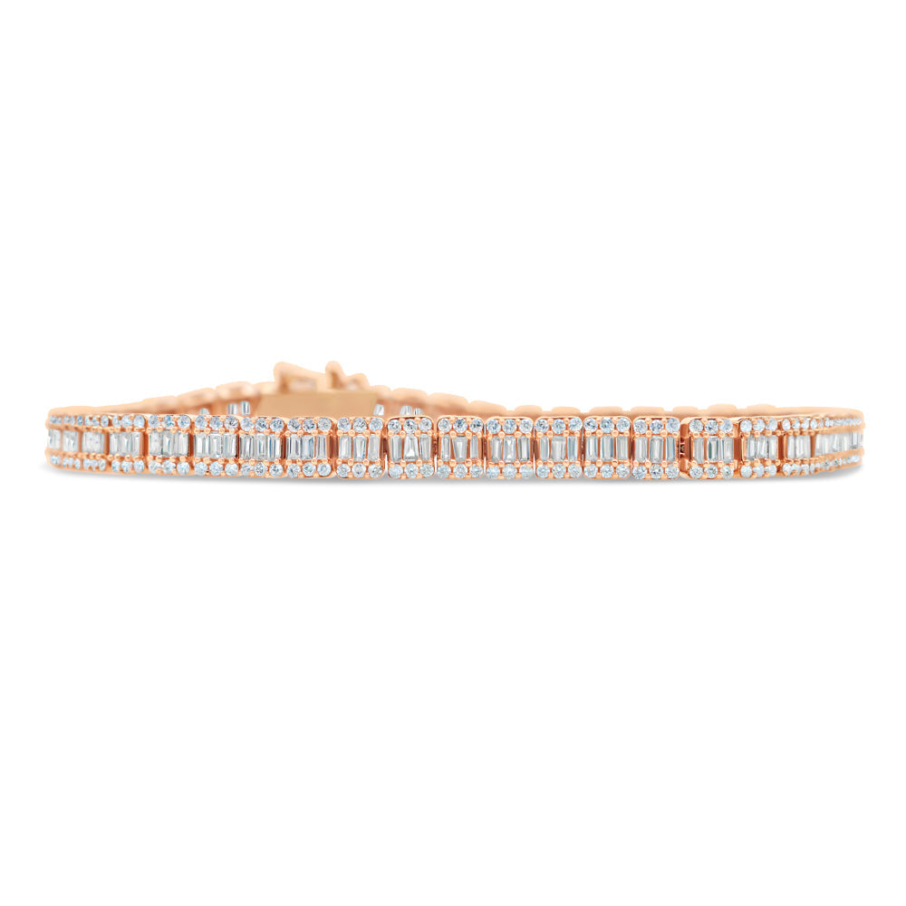 14K Yellow Gold 4.69CT Baguette and Round Diamond Bracelet
