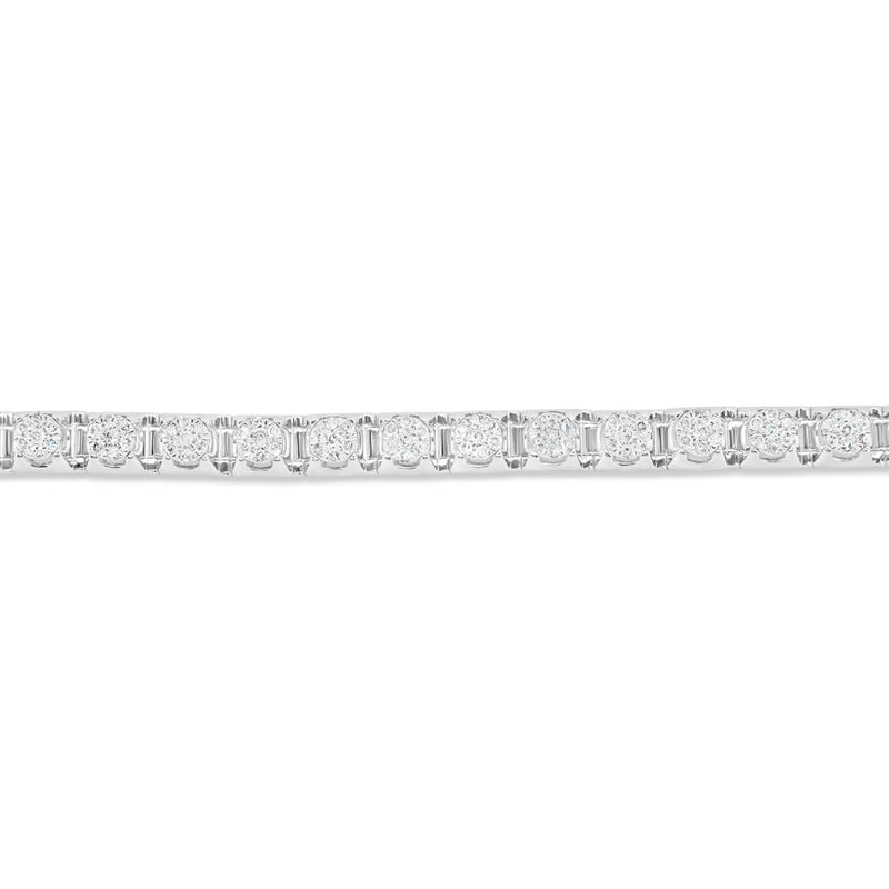 14K White Gold 1.60CT Flower Diamond Bracelet