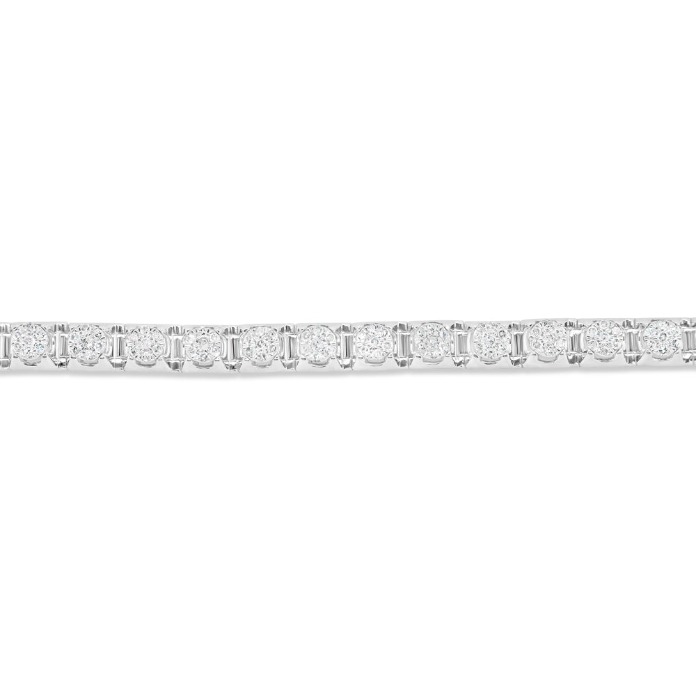 14K White Gold 1.60CT Flower Diamond Bracelet
