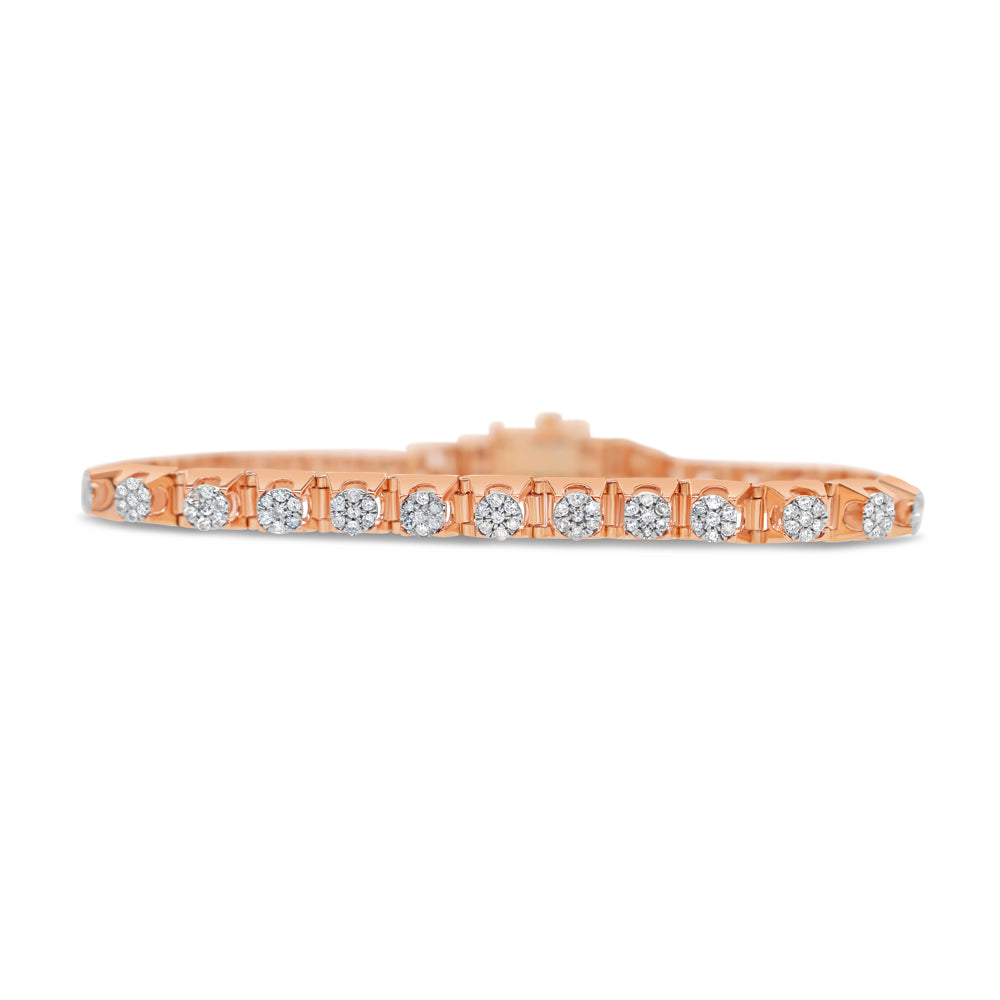14K Gold 1.52CT Flower Diamond Bracelet