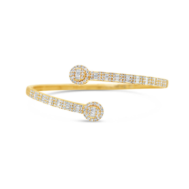 10K Gold 1.50CT Baguette and Round Diamond - Standard Round Eternity Bangle
