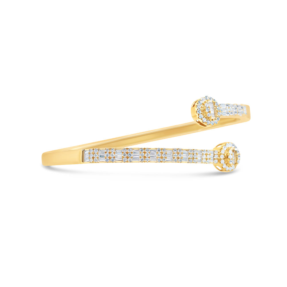 10K Gold 1.50CT Baguette and Round Diamond - Standard Round Eternity Bangle