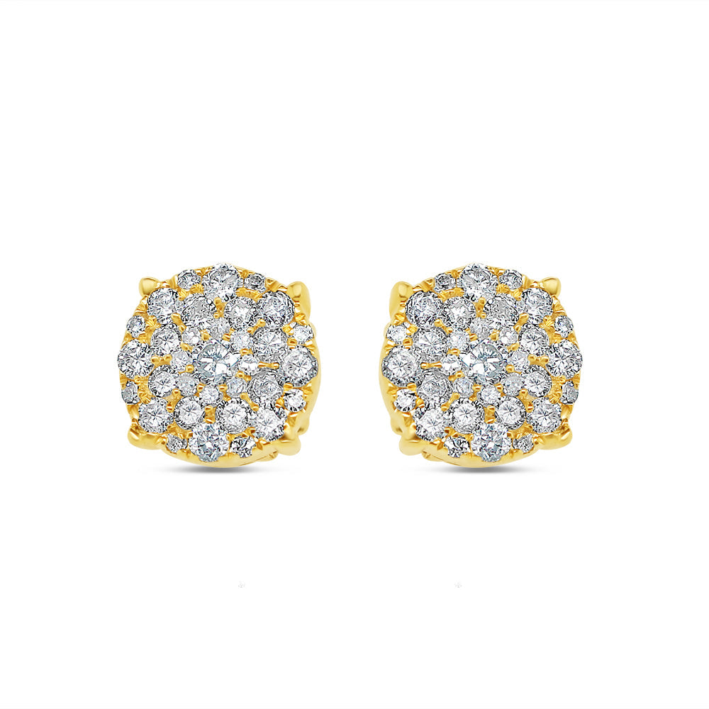 14k Gold Round Diamond Circle Earrings 7.5mm .75CTW