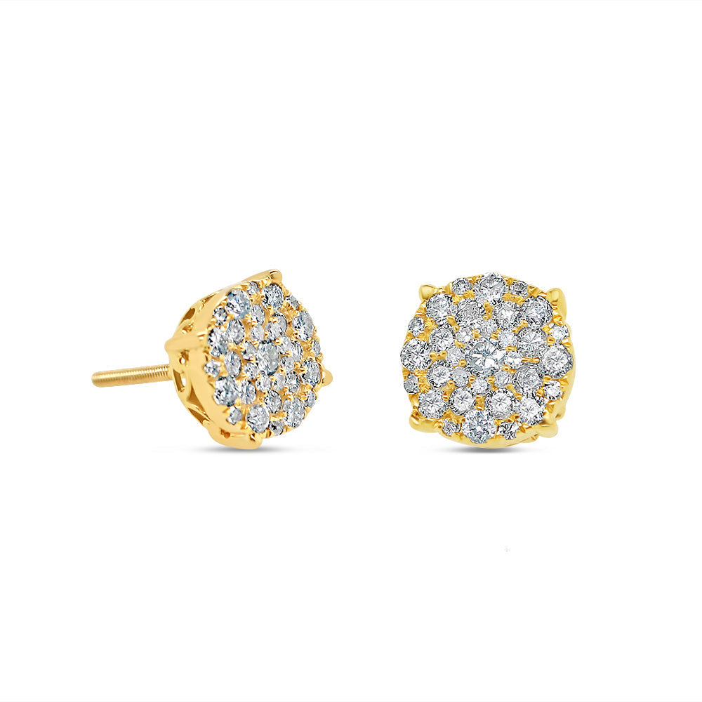 14k Gold Round Diamond Circle Earrings 7.5mm .75CTW