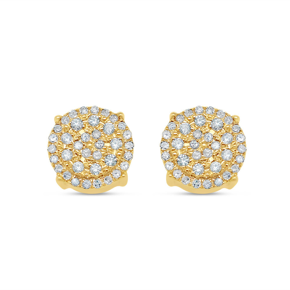 14k Gold Round Diamond Circle Earrings 10.5mm .47CT