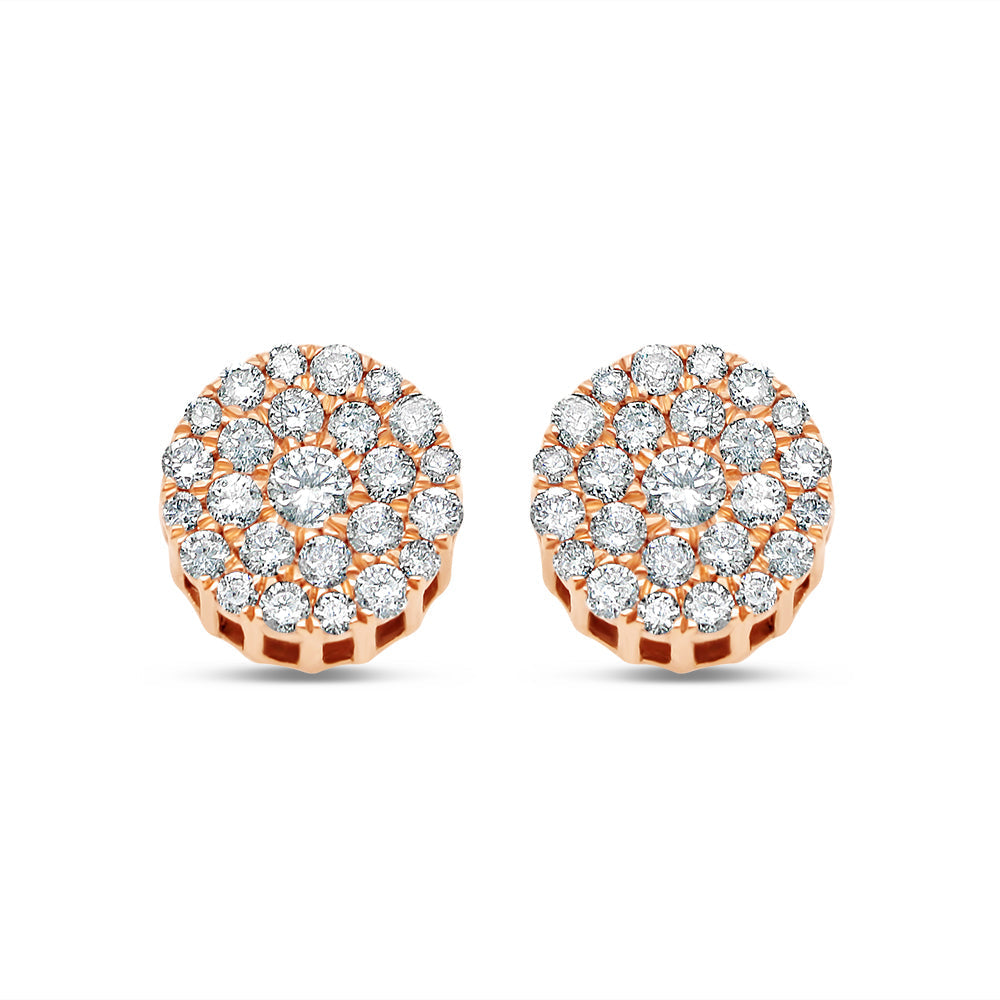 14k Gold Diamond Round Earrings 9.0mm 0.85CTW