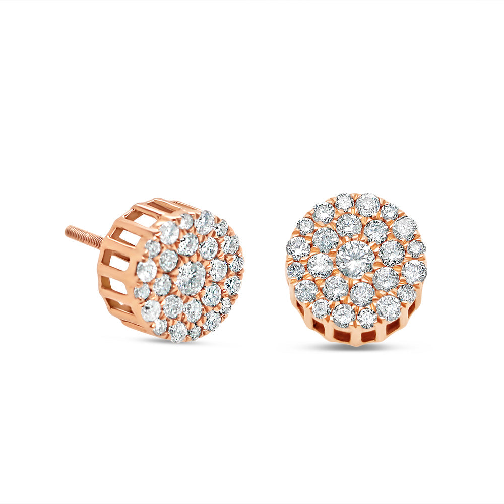 14k Gold Diamond Round Earrings 9.0mm 0.85CTW