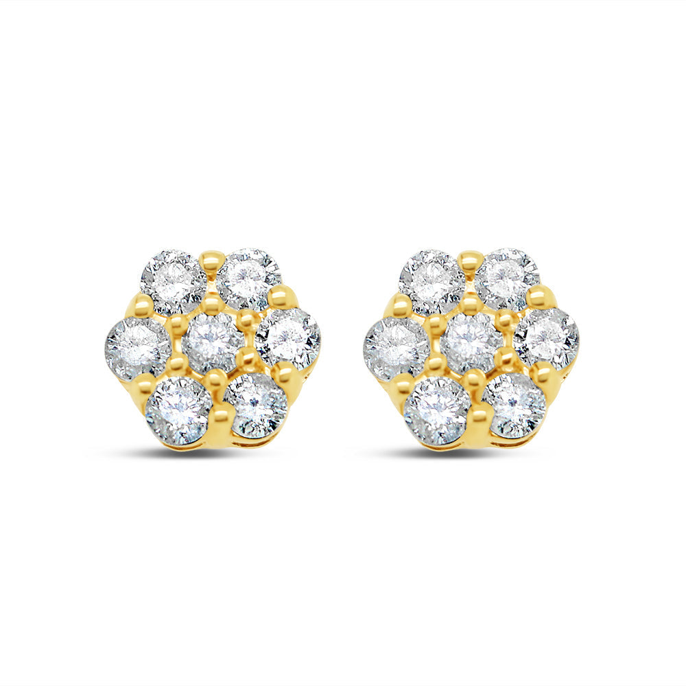 14k Gold Diamond Flower Earrings 6.0mm 0.60CTW