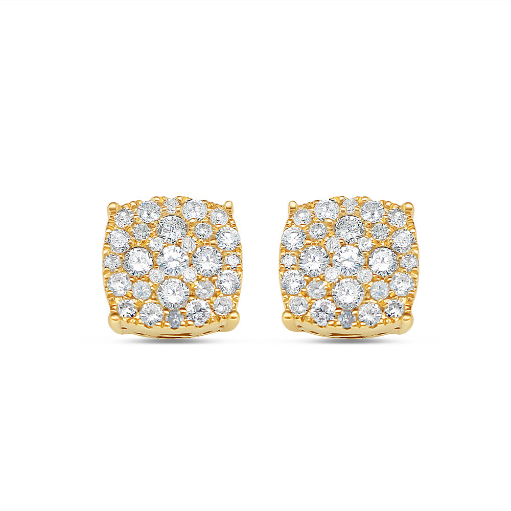 14k Gold Diamond Square Earrings 8.0mm 0.70CTW