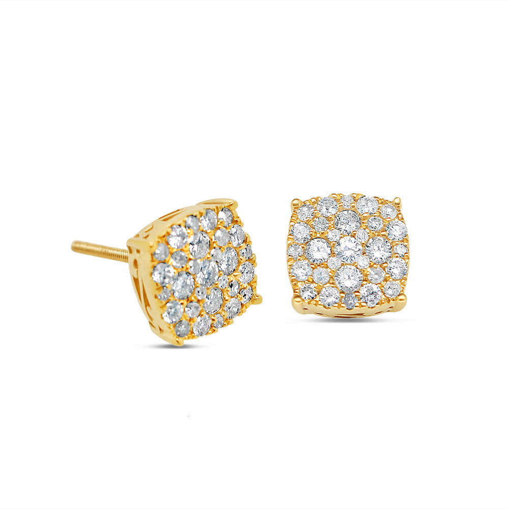 14k Gold Diamond Square Earrings 8.0mm 0.70CTW