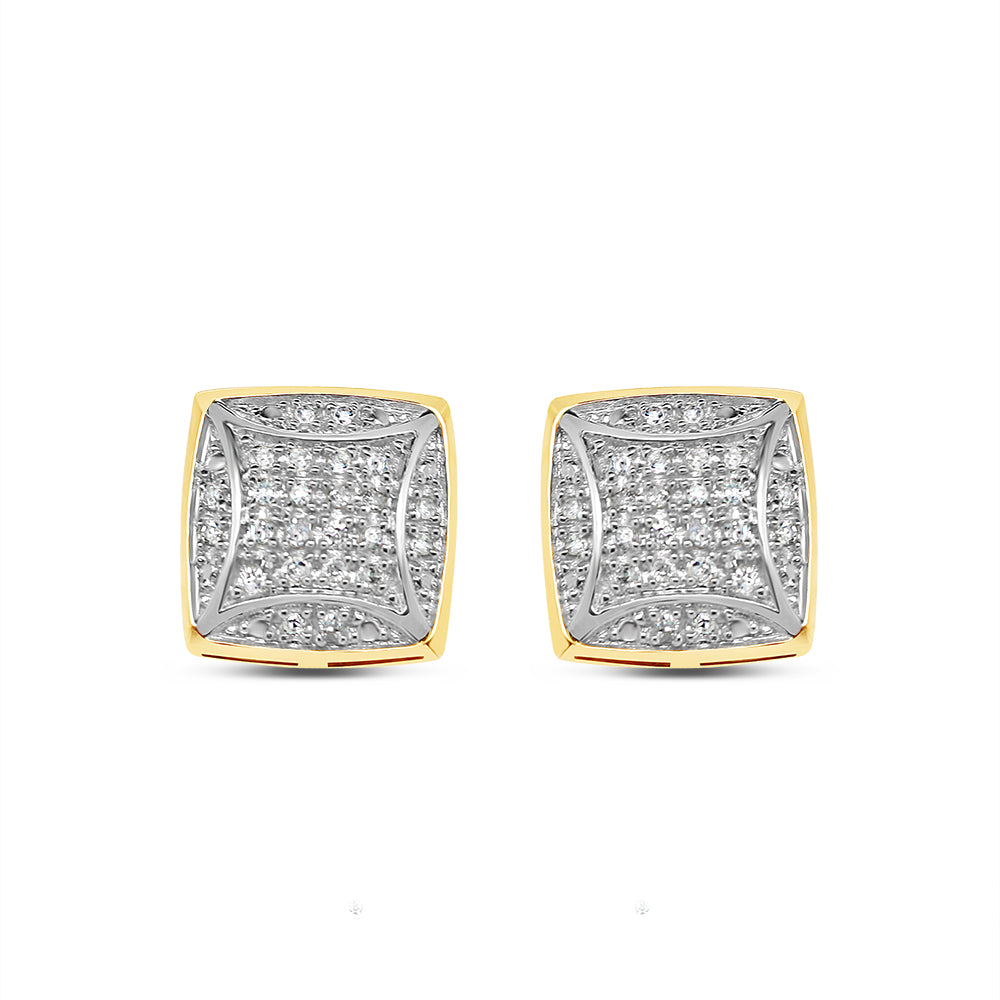10k Gold Diamond Square Earrings 9mm .16CT