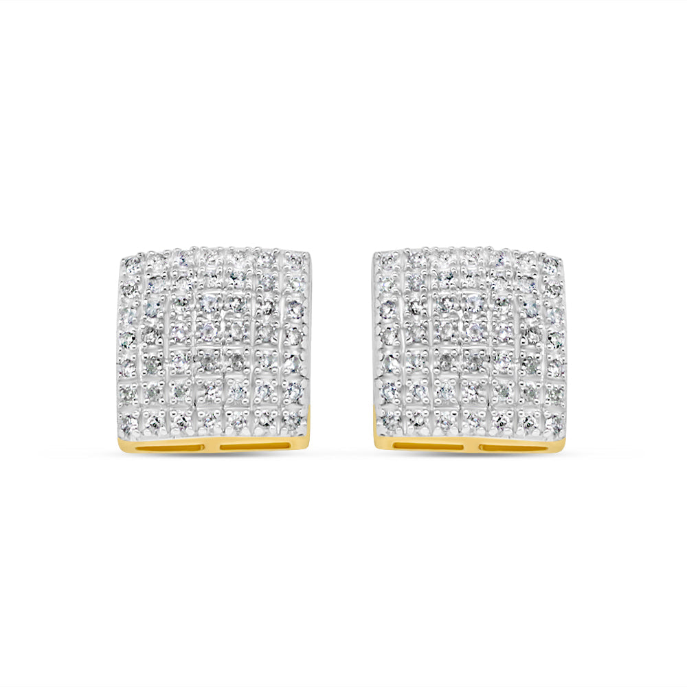 10k Gold Diamond Square Earrings 9.5mm .34CT