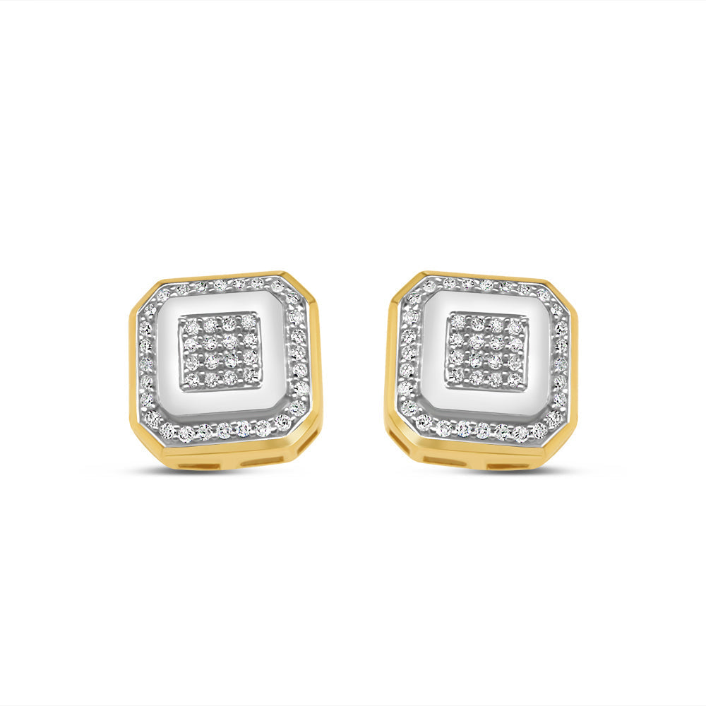 10k Gold Diamond Square Earrings 10.5mm .29CT