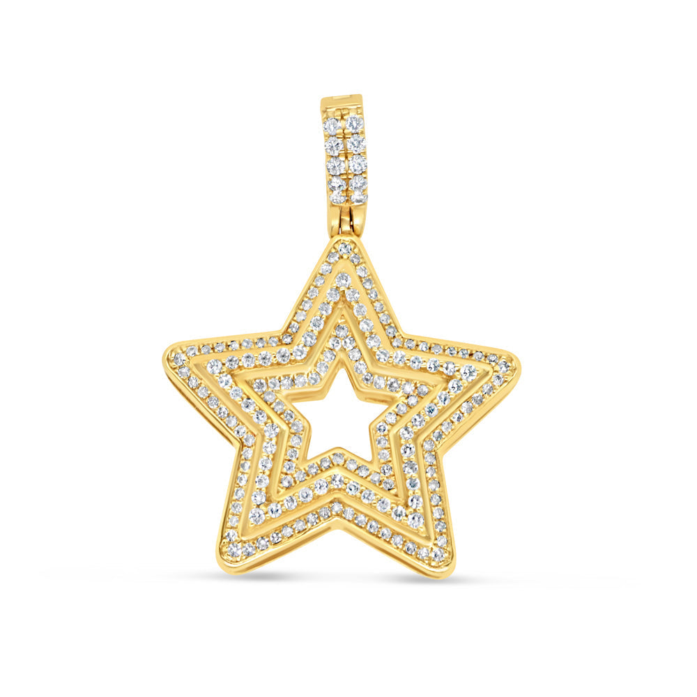 3D Star - Diamond Charm Pendant | Yellow Gold | 0.90 CTW | 14K