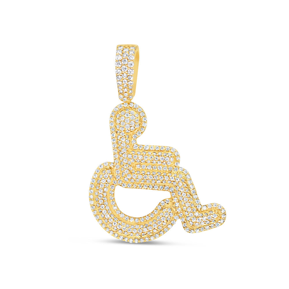 Handicap Sign - Diamond Charm Pendant | Solid Yellow Gold | 0.74 CTW | 14K