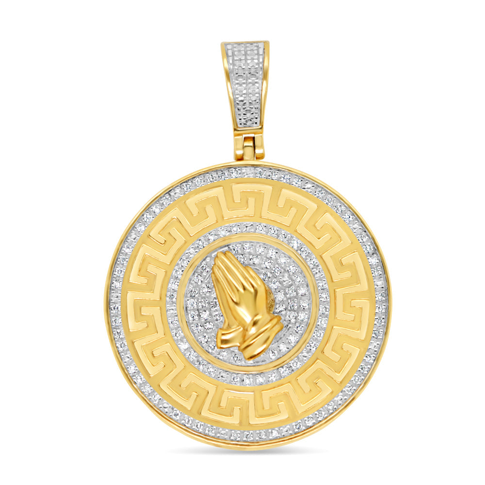 Versace Prayer - Yellow Gold Diamond Pendant | 0.50CTW | 10K | 25.8MM