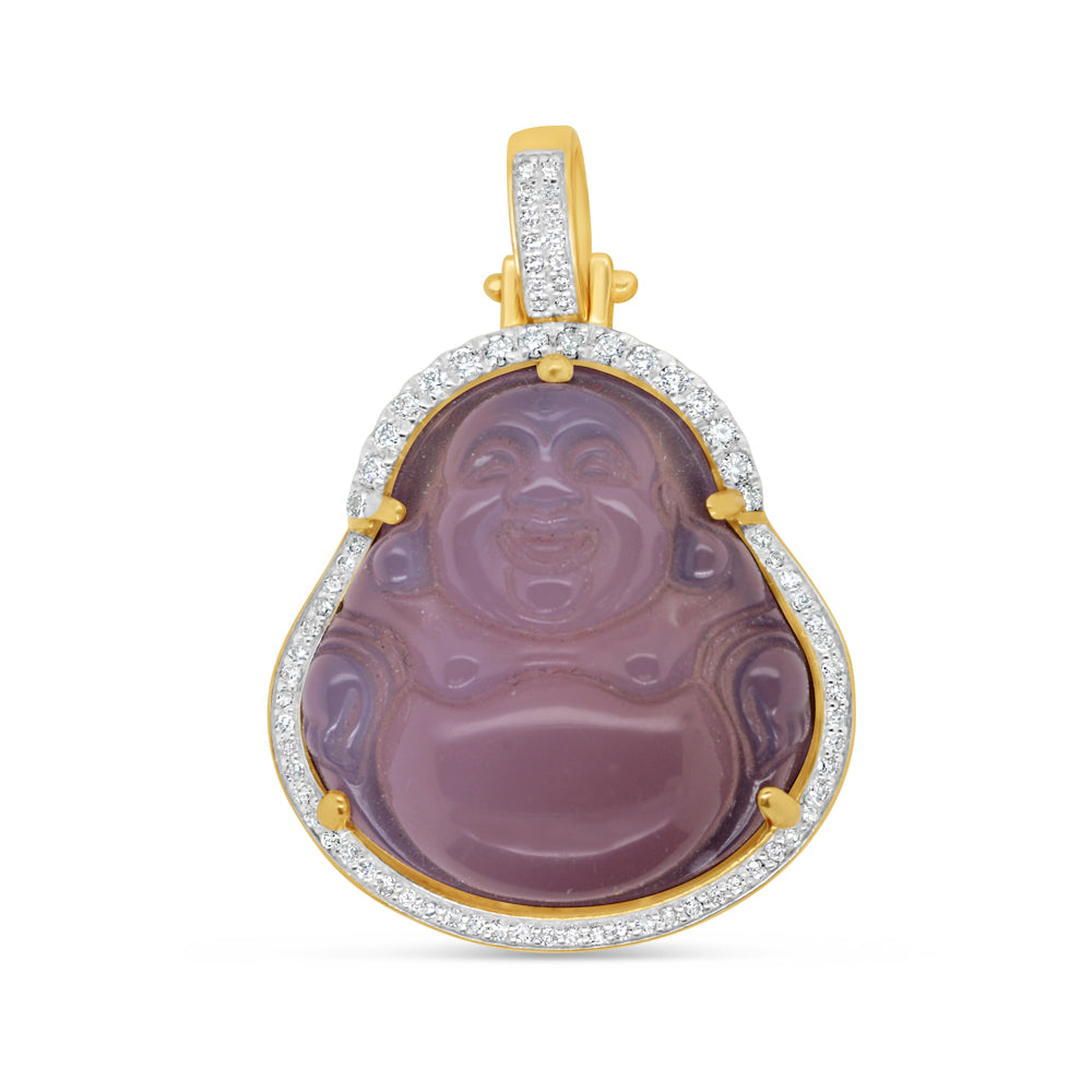 Purple Laughing Buddha - Yellow Gold Diamond Pendant | 0.60 CTW | 10K