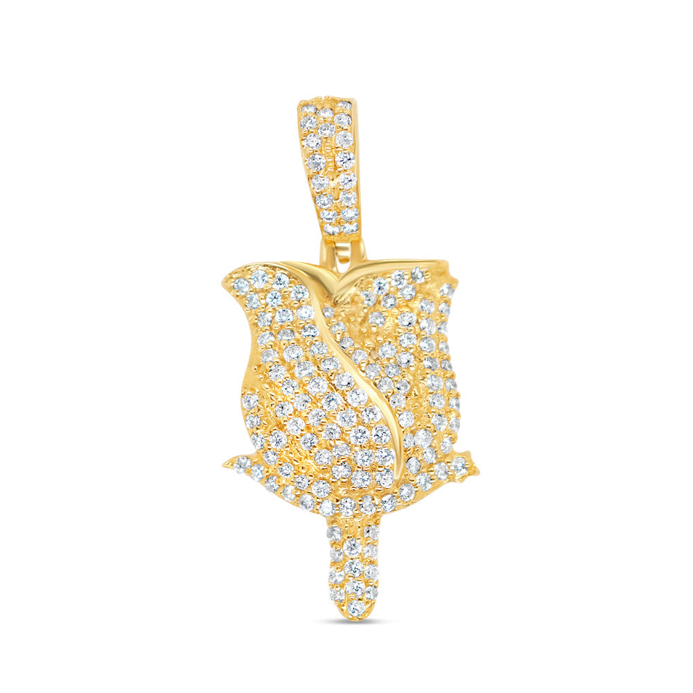 Rose - Yellow Gold Diamond Flower Pendant | 1.00CTW | 14K