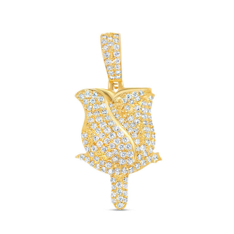 Rose - Yellow Gold Diamond Flower Pendant | 1.00CTW | 14K