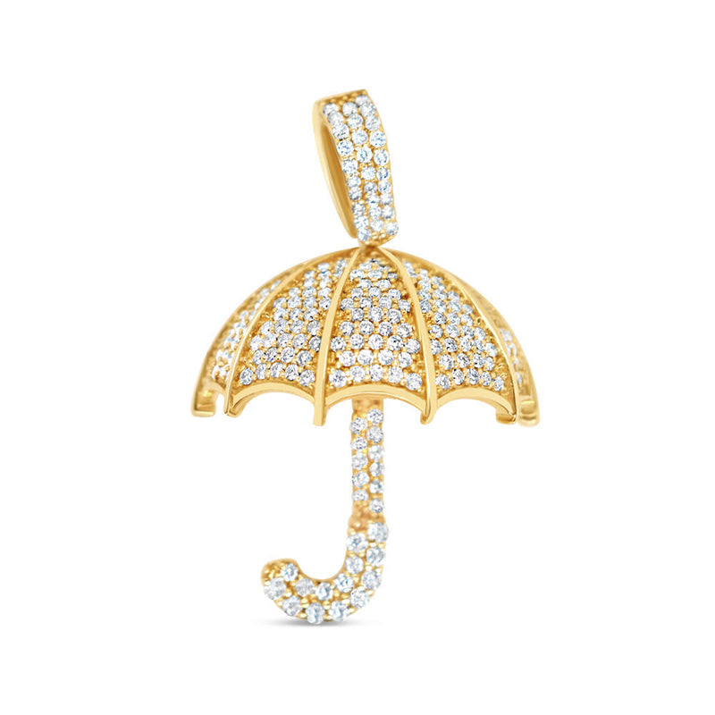 Big Umbrella - Yellow Solid Gold Diamond Pendant | 1.22CTW | 14K | 23MM
