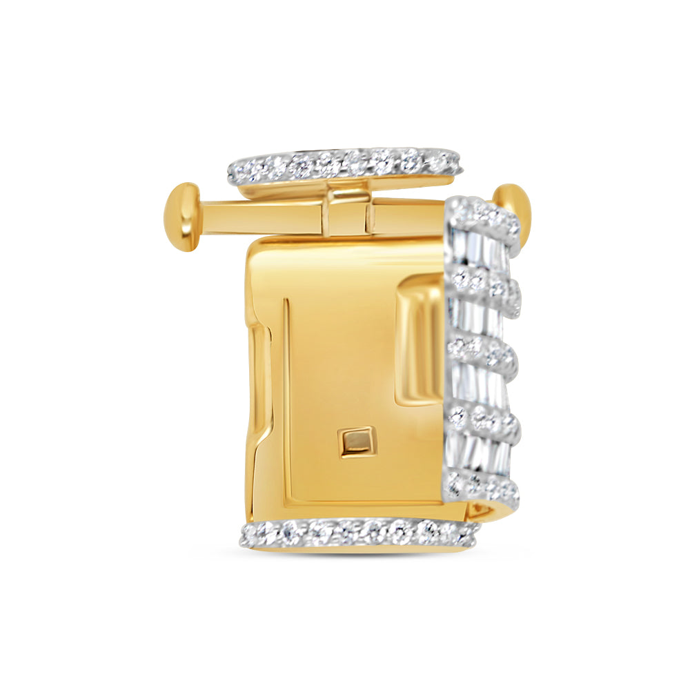 Lock - Round and Baguette Diamond Chain Lock| Yellow Gold | 0.94CTW | 14K | 11MM