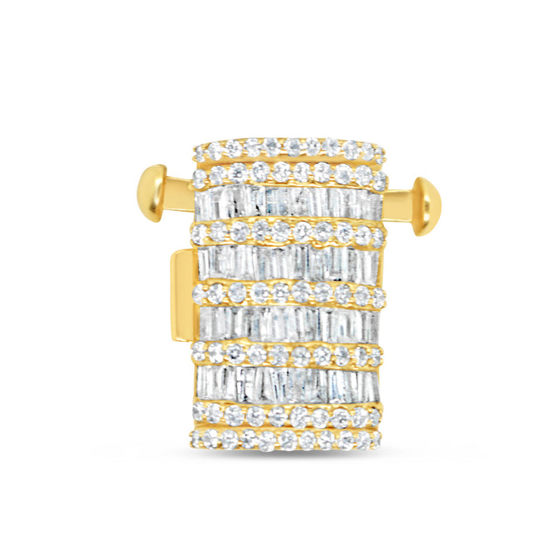 Lock - Round and Baguette Diamond Chain Lock| Yellow Gold | 0.94CTW | 14K | 11MM