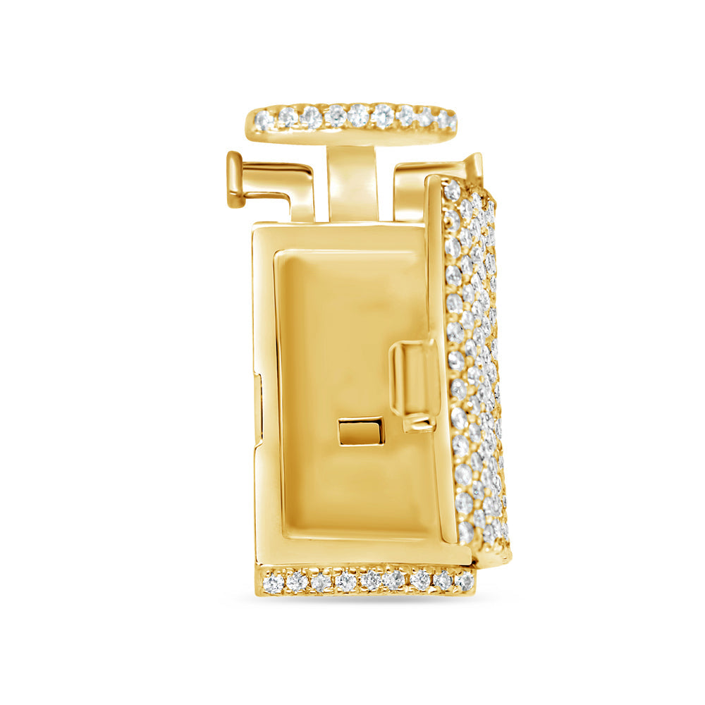 Lock - Gold Diamond Chain Lock | 2.50CTW | 14K | 14MM | Tri-Color Available