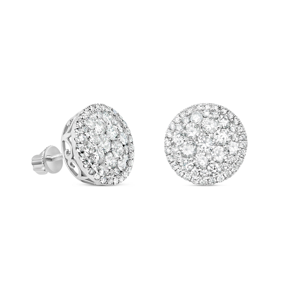 Gold Round Earrings | White Gold 14K | 2.00CT | 12MM