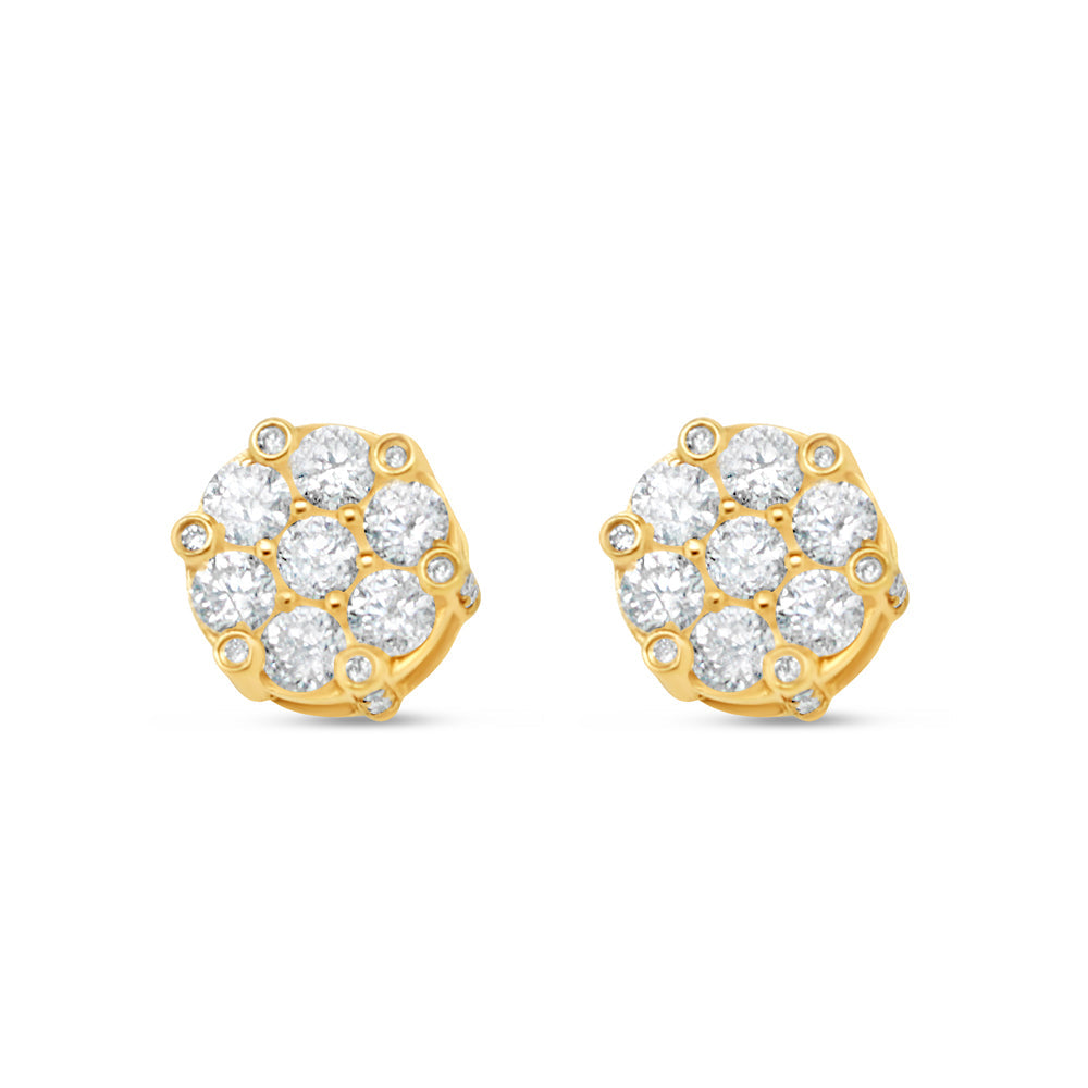 Gold Round Earrings | Yellow Gold 14K | 1.71CT | 9MM need gram and price