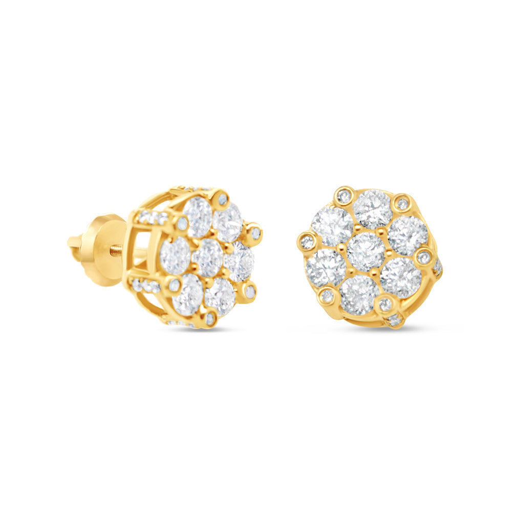 Gold Round Earrings | Yellow Gold 14K | 1.71CT | 9MM need gram and price