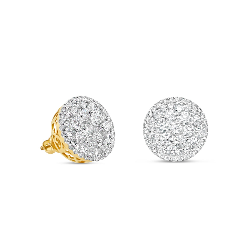 Gold Diamond Round Earrings | Yellow Gold 14K | 3.00CT | 14MM
