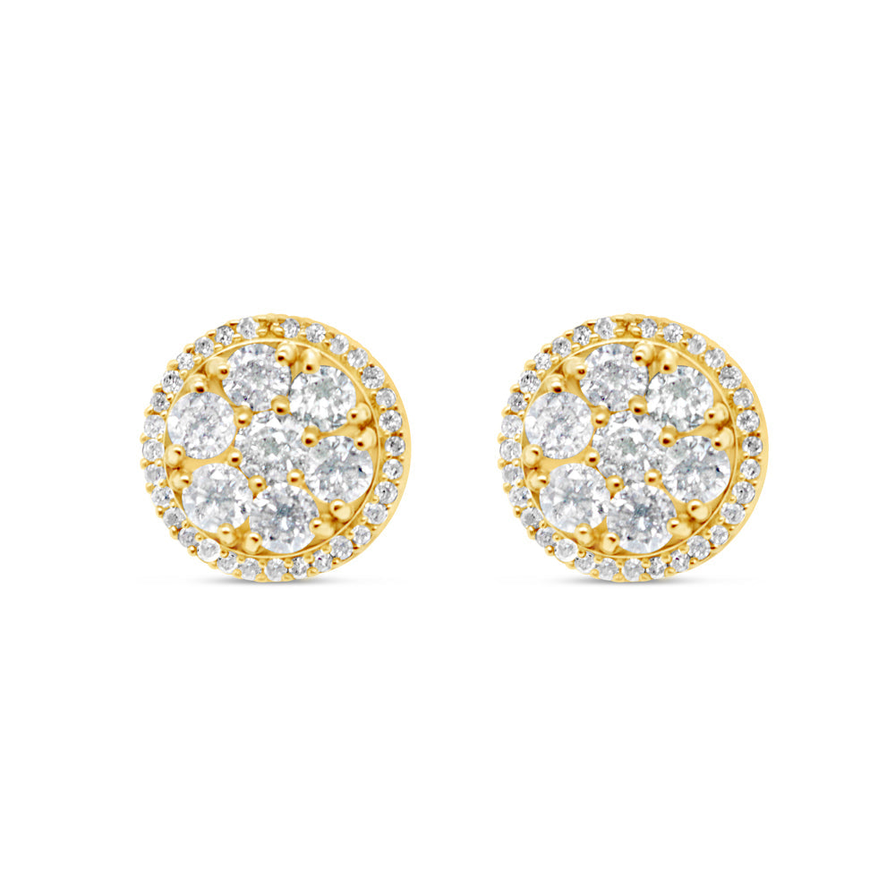 Gold Diamond Round Earrings | Yellow Gold 10K | 0.69CT | 9.7MM