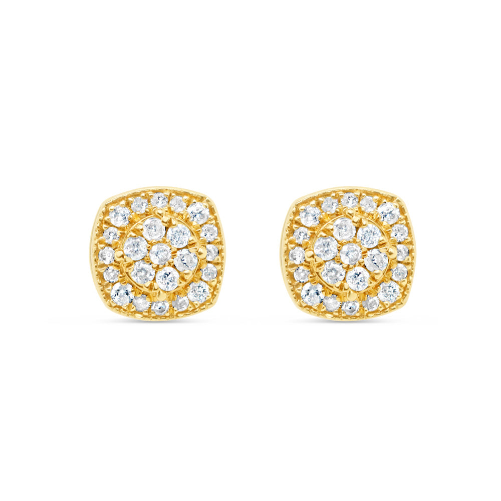 Gold Diamond Square Earrings | Yellow Gold 10K | 0.56CT | 9.3MM