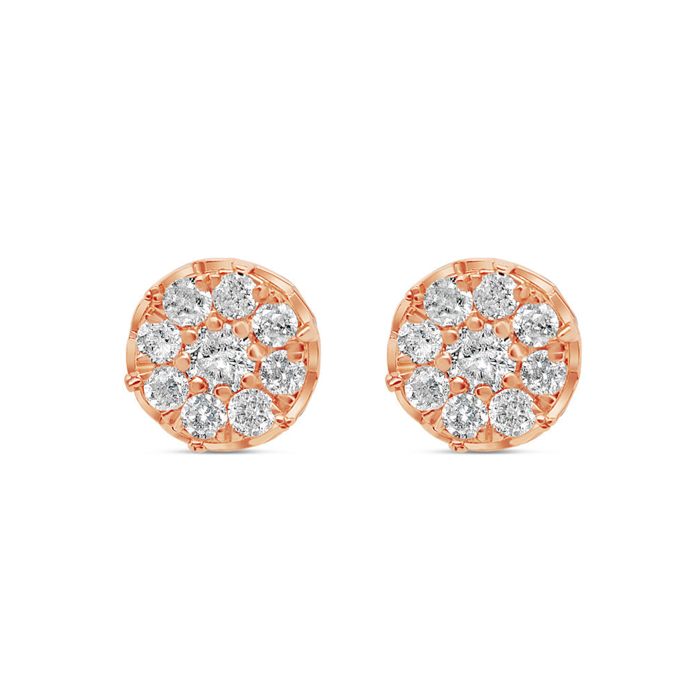 Gold Diamond Round Earrings | Yellow Gold 14K | 1.05CT | 9MM