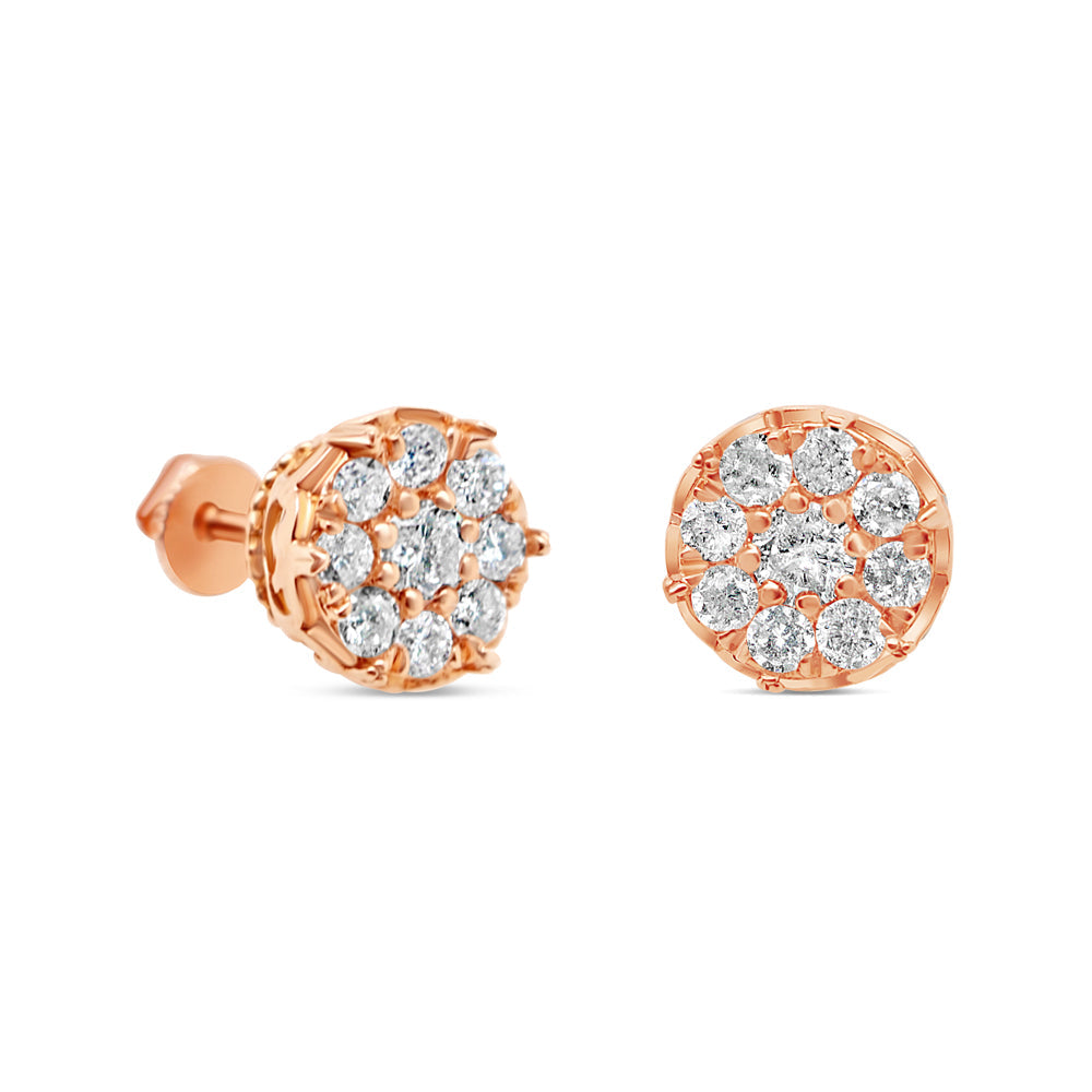 Gold Diamond Round Earrings | Yellow Gold 14K | 1.05CT | 9MM