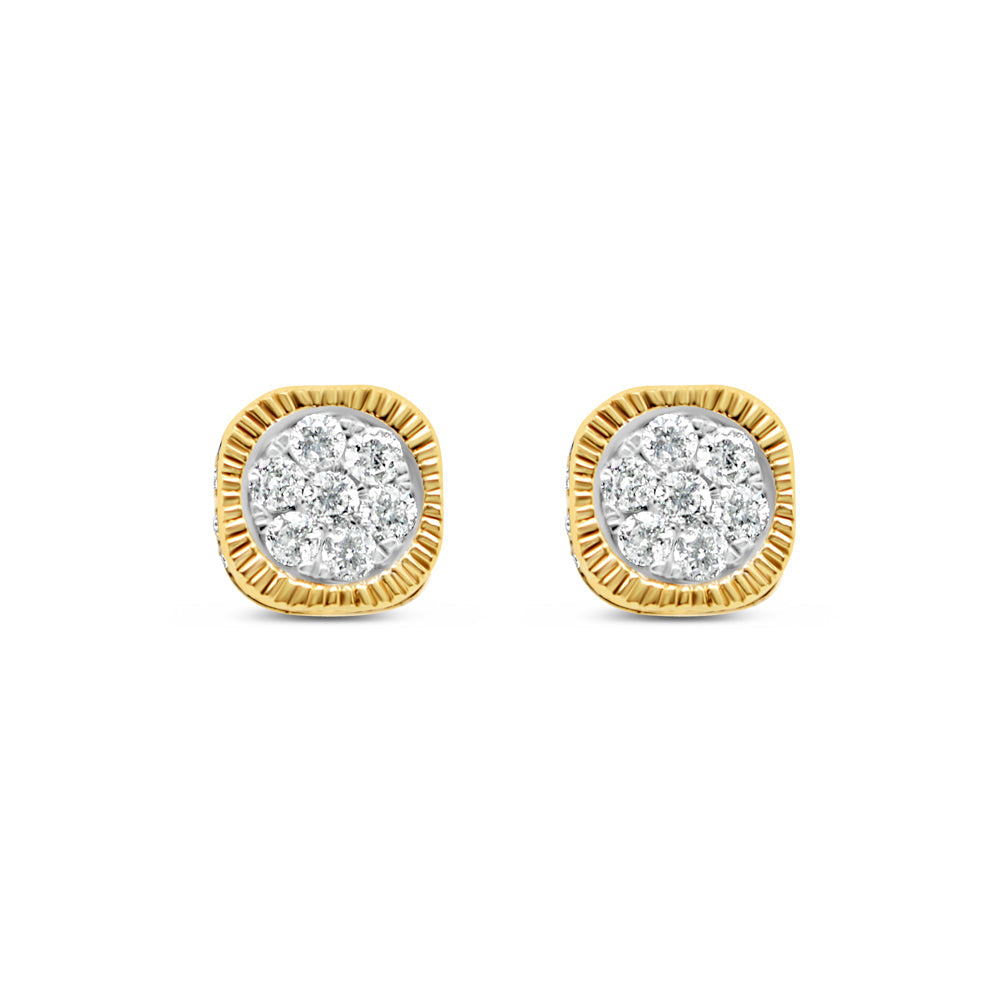 14K Yellow Gold | Diamond Cube Earrings | 1.00CTW | 6.70MM