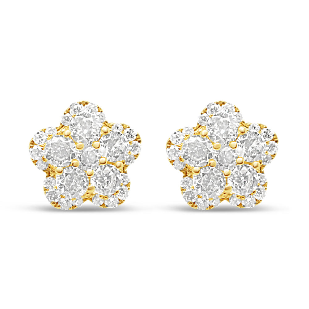 14K Yellow Gold | Diamond Star Earrings | 1.09CTW | 8.70MM