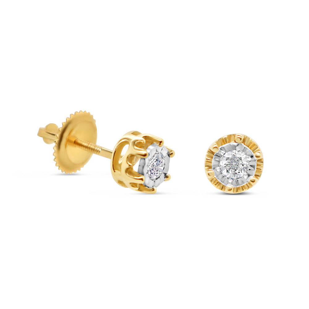 10K Yellow Gold | Diamond Round Earrings | 0.15CTW | 5.5MM
