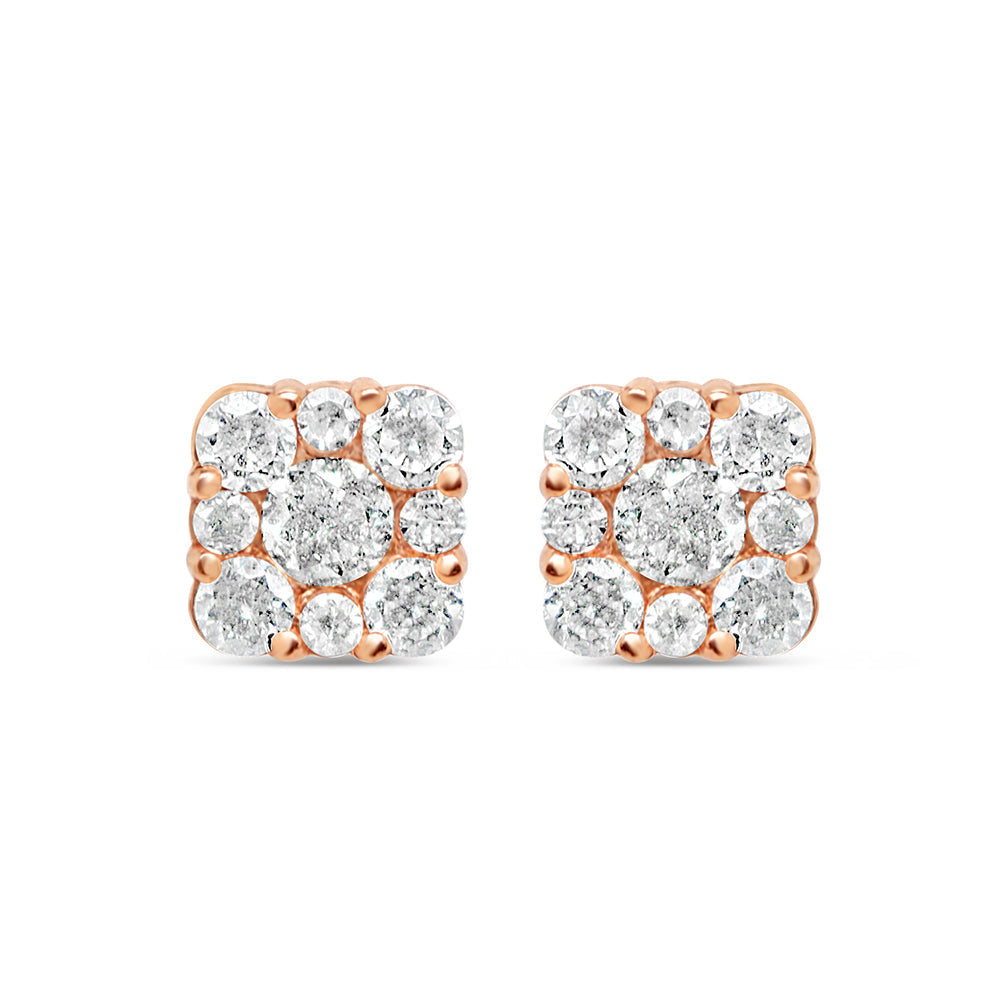 14K Rose Gold | Diamond Square Earrings | 0.74CTW | 6.40MM