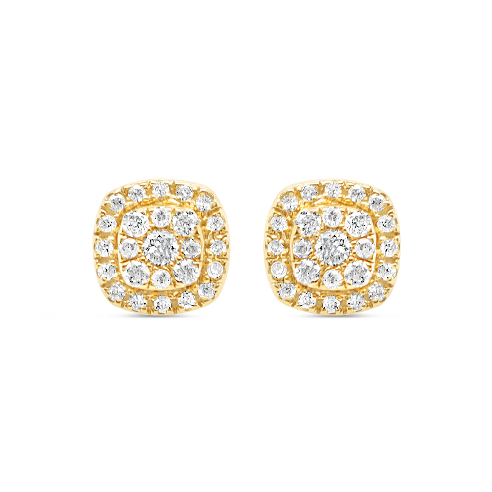 14K Yellow Gold | Diamond Square Earrings | 0.24CTW | 5.7MM
