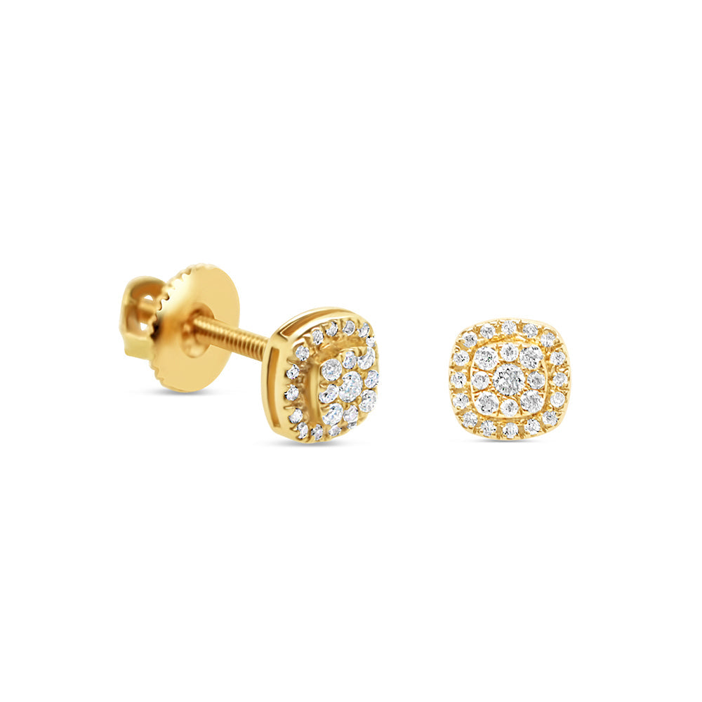 14K Yellow Gold | Diamond Square Earrings | 0.24CTW | 5.7MM