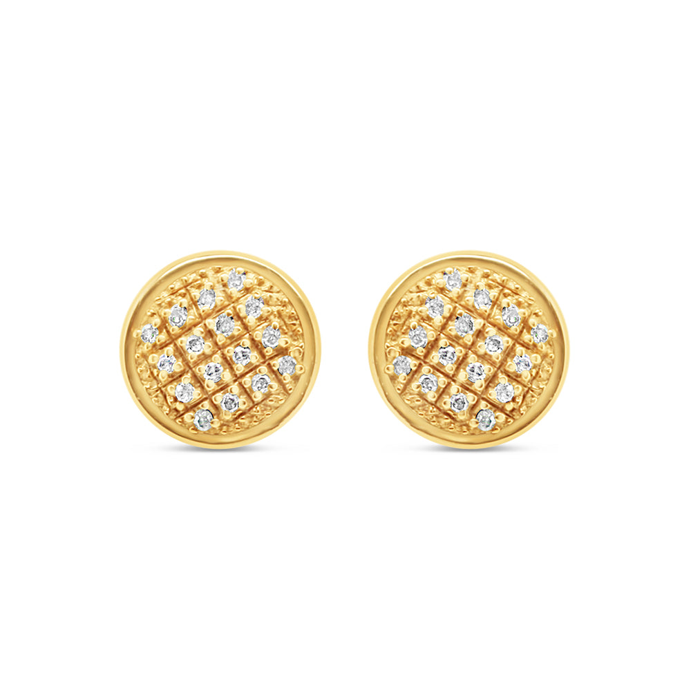 10K Yellow Gold | Diamond Full Yellow Earrings | 0.10CTW | 7.60MM