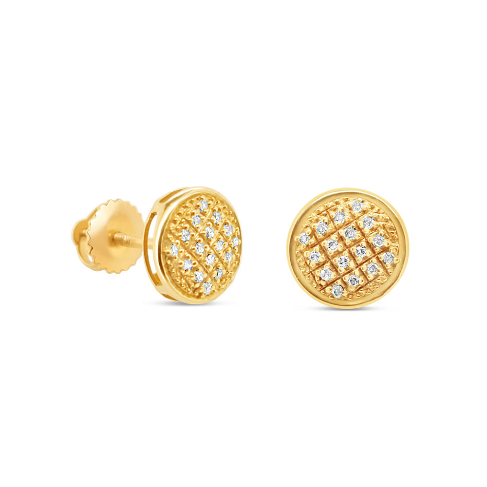 10K Yellow Gold | Diamond Full Yellow Earrings | 0.10CTW | 7.60MM