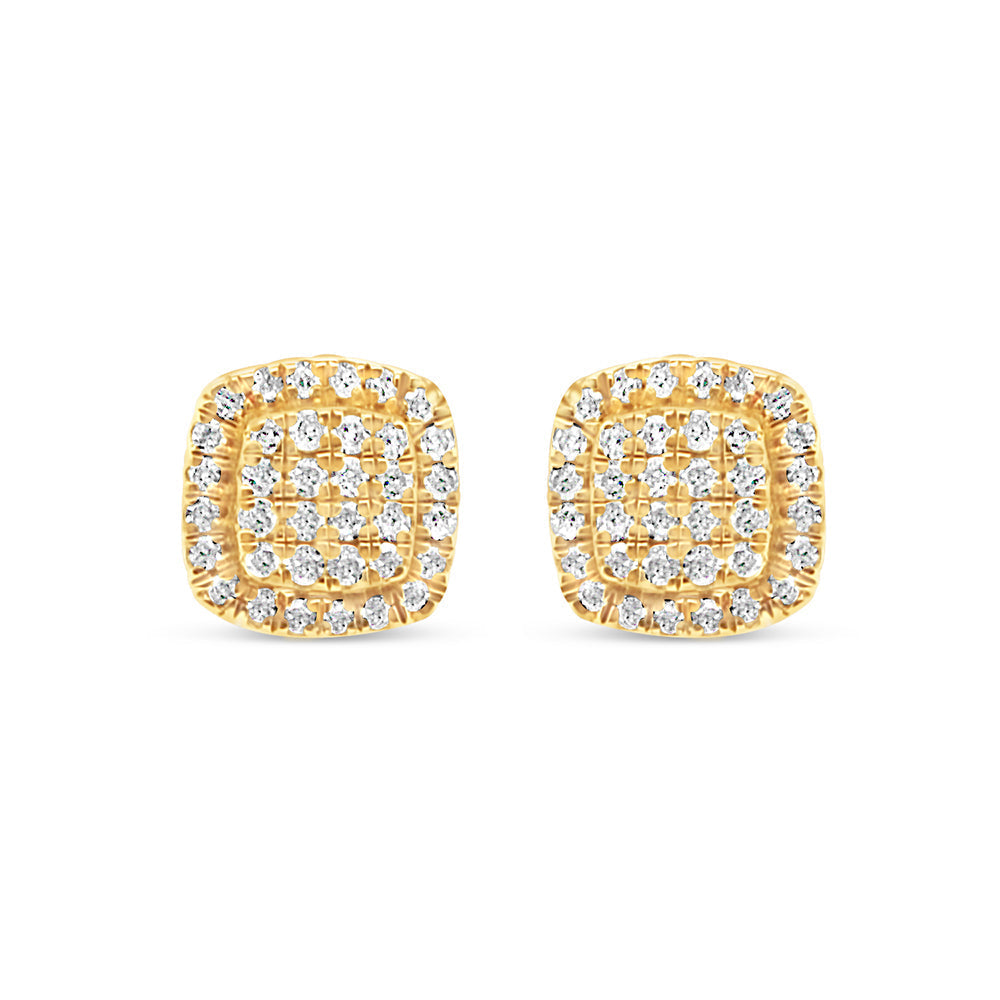 14K Yellow Gold | Diamond Square  Earrings | 0.50 CTW | 7.00MM