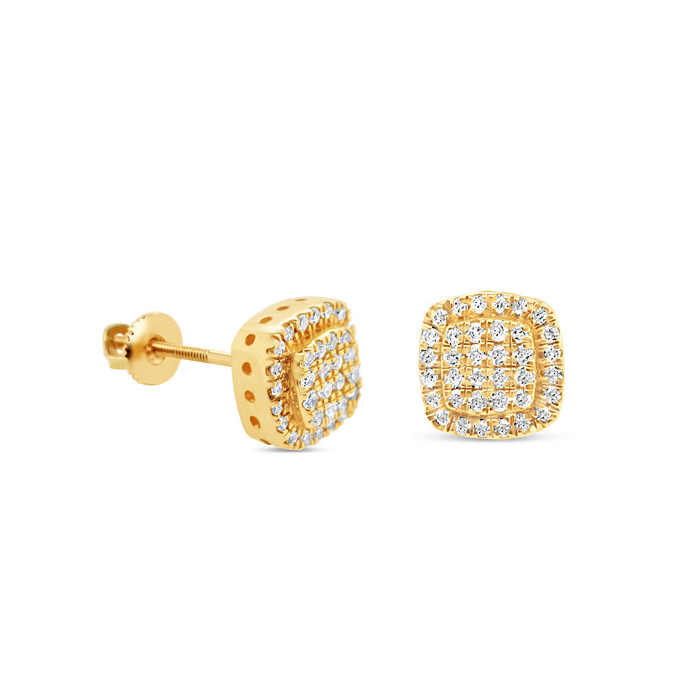 14K Yellow Gold | Diamond Square  Earrings | 0.50 CTW | 7.00MM