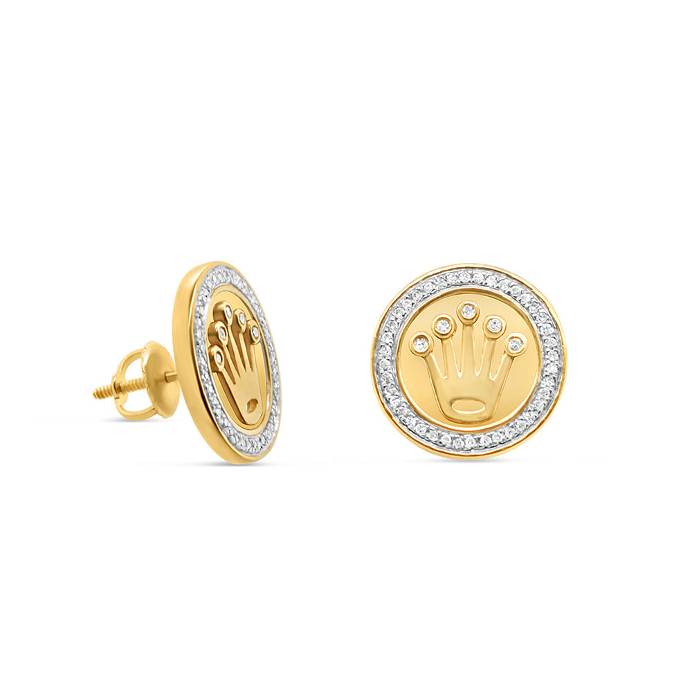 10K Yellow Gold | Diamond Rolex Earrings | 0.30CTW | 14MM