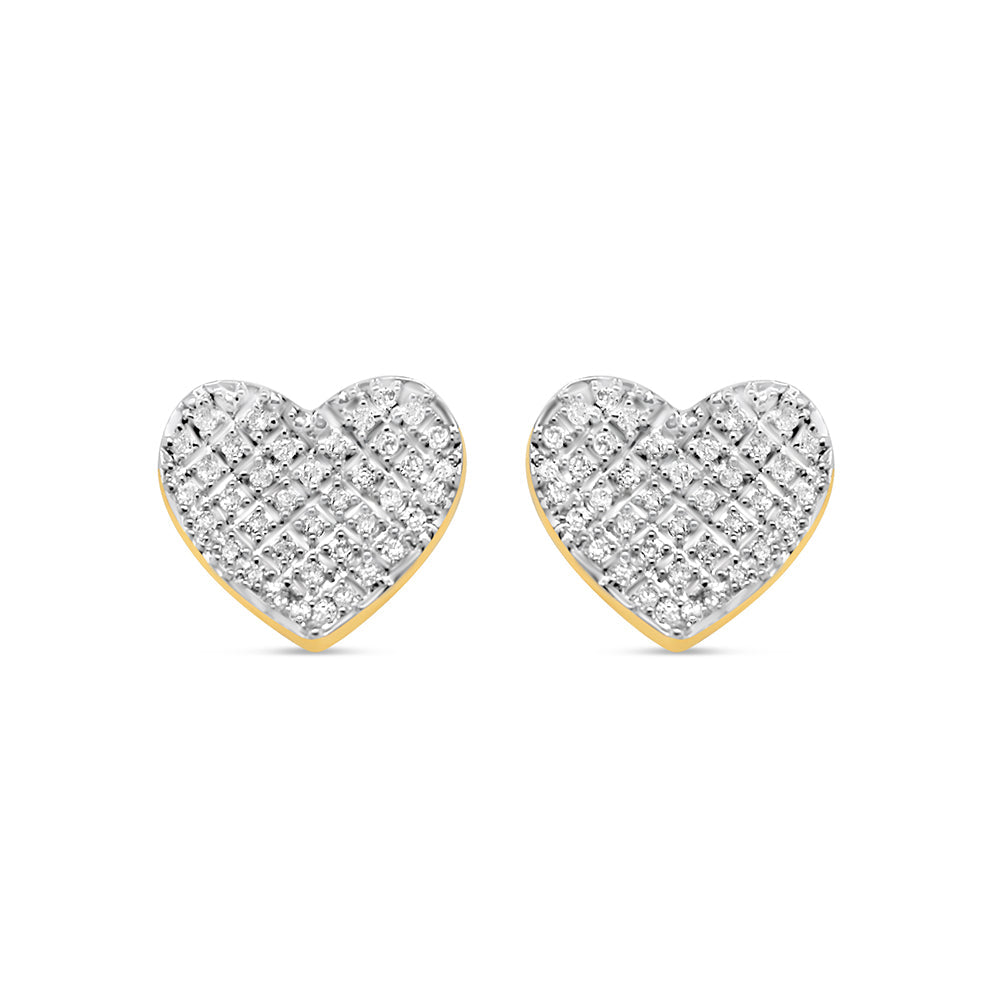 10K Yellow Gold | Diamonds Heart Earrings | 0.58CTW | 10.45MM