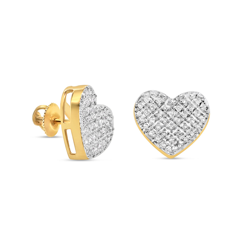 10K Yellow Gold | Diamonds Heart Earrings | 0.58CTW | 10.45MM