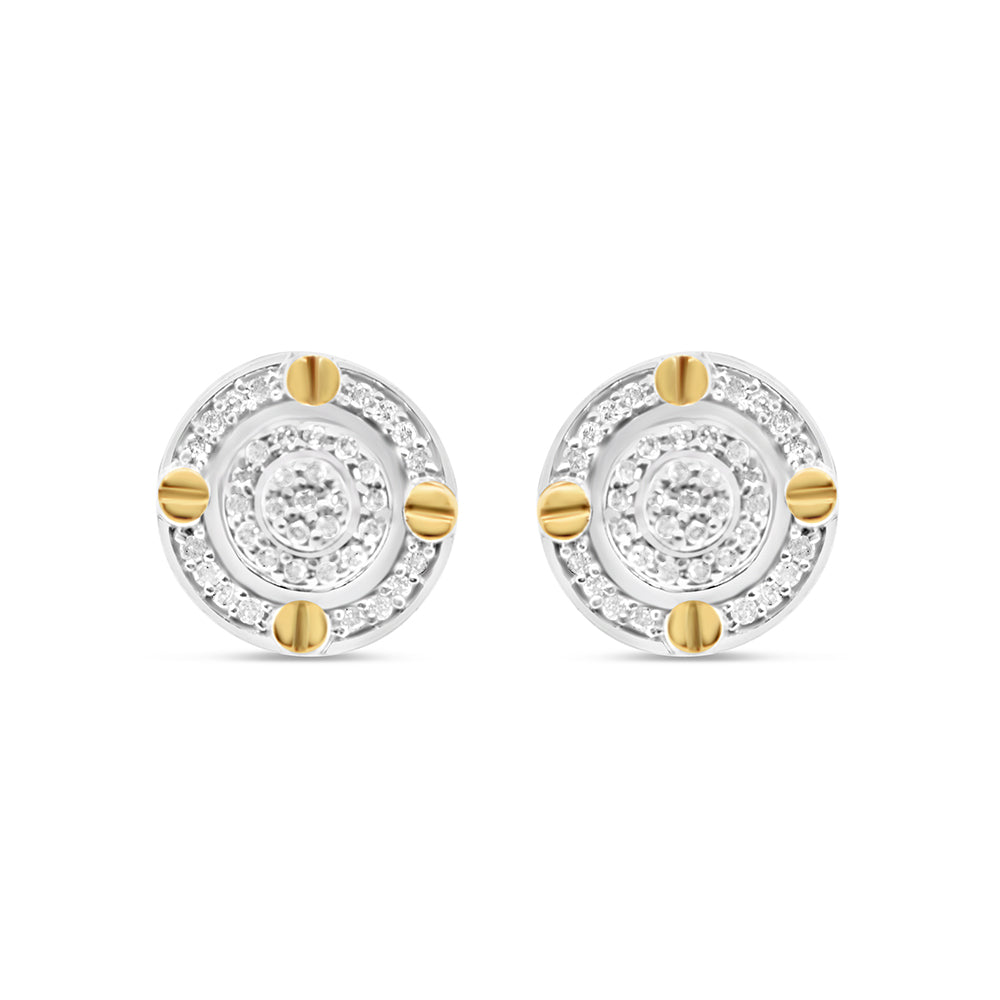 10K Yellow Gold | Diamonds Round Pyramid Earrings | 0.28CTW | 9.63MM