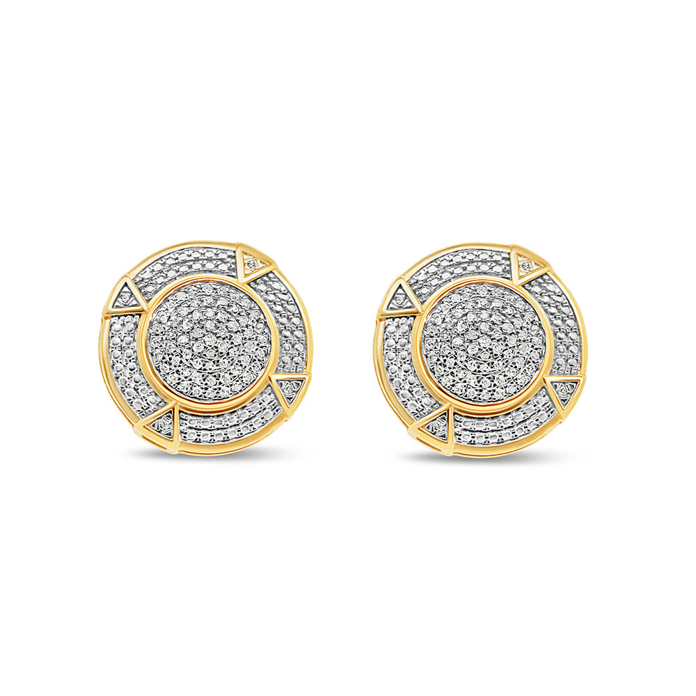 10K Yellow Gold | Diamonds Big Round Earrings | 0.32CTW | 15.80MM